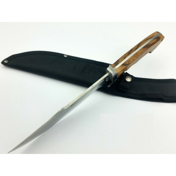 Couteau Bowie Frost Cutlery Alamo Davy Crockett Acier Carbone/Inox Manche Bois Etui Nylon FBKH013WW - Livraison Gratuite