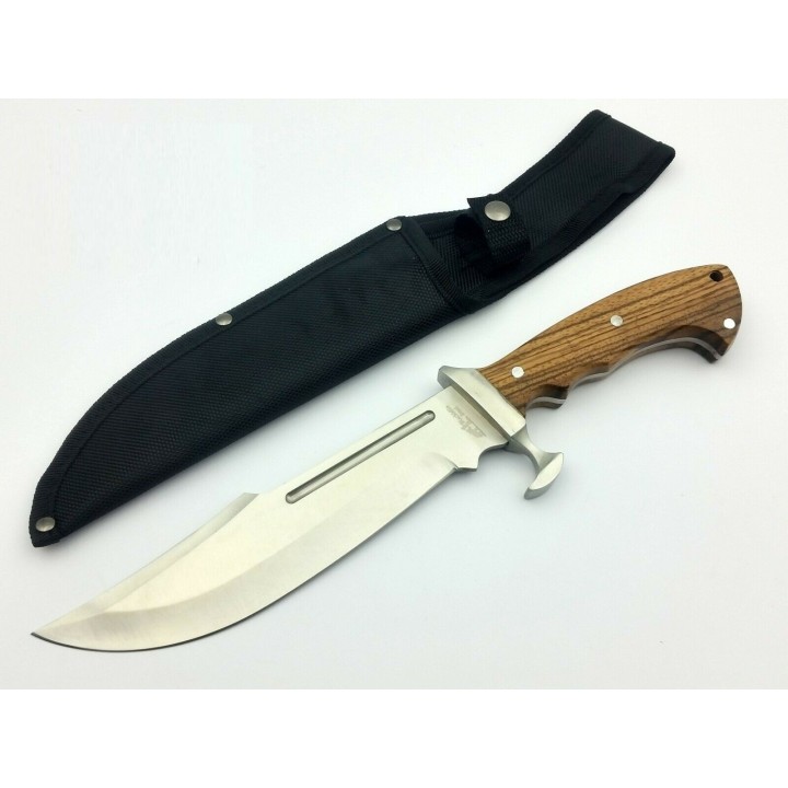 Couteau Bowie Frost Cutlery Alamo Davy Crockett Acier Carbone/Inox Manche Bois Etui Nylon FBKH013WW - Livraison Gratuite