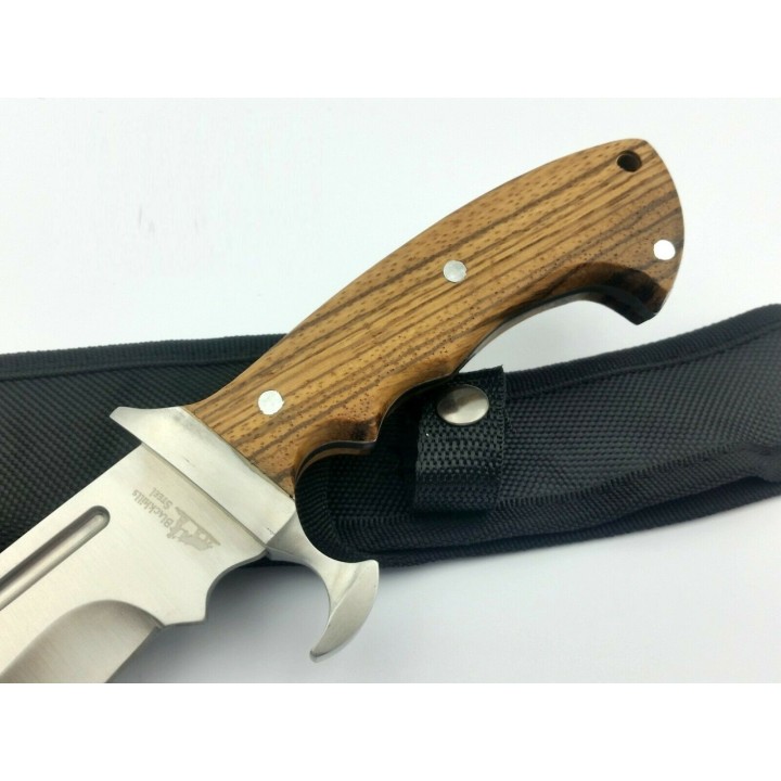 Couteau Bowie Frost Cutlery Alamo Davy Crockett Acier Carbone/Inox Manche Bois Etui Nylon FBKH013WW - Livraison Gratuite
