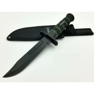 Couteau United Cutlery USMC Blackout Combat Fighter Acier 420 Manche Abs Etui Nylon UC3156 - Livraison Gratuite