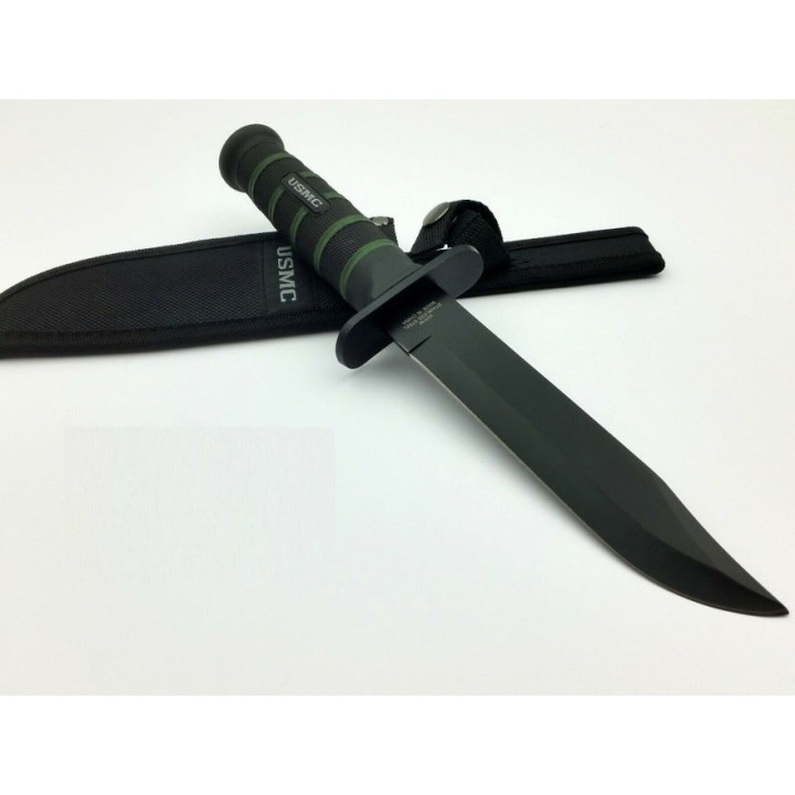 Couteau United Cutlery USMC Blackout Combat Fighter Acier 420 Manche Abs Etui Nylon UC3156 - Livraison Gratuite