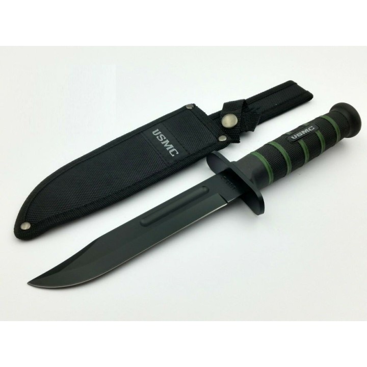 Couteau United Cutlery USMC Blackout Combat Fighter Acier 420 Manche Abs Etui Nylon UC3156 - Livraison Gratuite