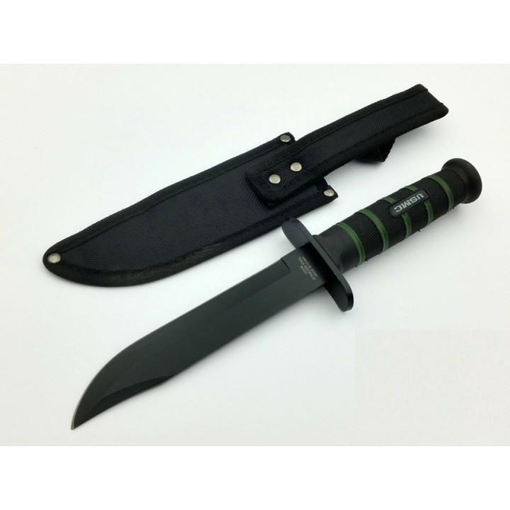 Couteau United Cutlery USMC Blackout Combat Fighter Acier 420 Manche Abs Etui Nylon UC3156 - Livraison Gratuite