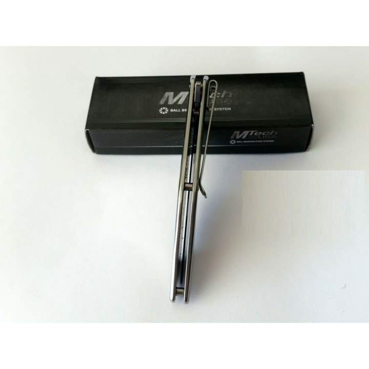 Couteau Mtech Mirror Lame Wharncliffe Acier 3Cr13 Manche Acier Framelock Clip MT1052MR - Livraison Gratuite