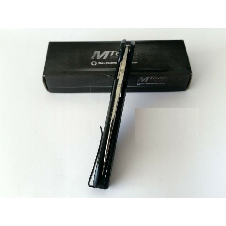 Couteau Mtech Pliant Lame Acier 3Cr13 Manche Aluminium Roulement à Billes Linerlock Clip MT1063BK - Livraison Gratuite
