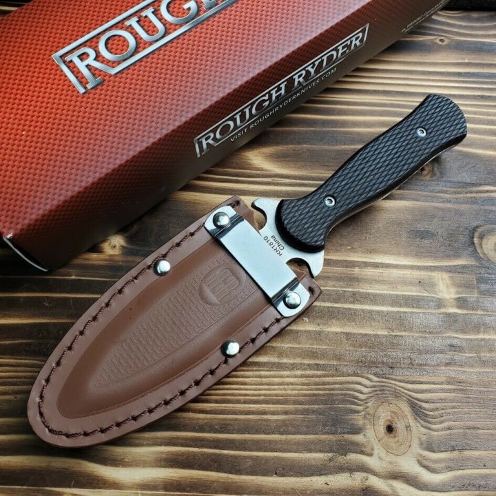 Couteau de Botte Rough Rider Lame Acier 440 Manche Abs Etui Cuir RR1810 - Livraison Gratuite