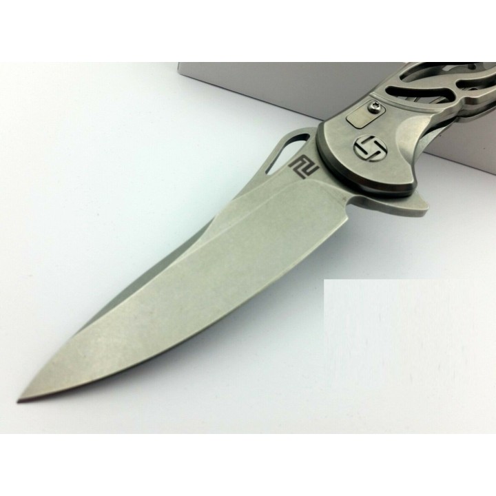Couteau Artisan Cutlery Hoverwing Lame Acier D2 Manche Acier 3Cr13 Framelock Clip ATZ1801PSW - Livraison Gratuite