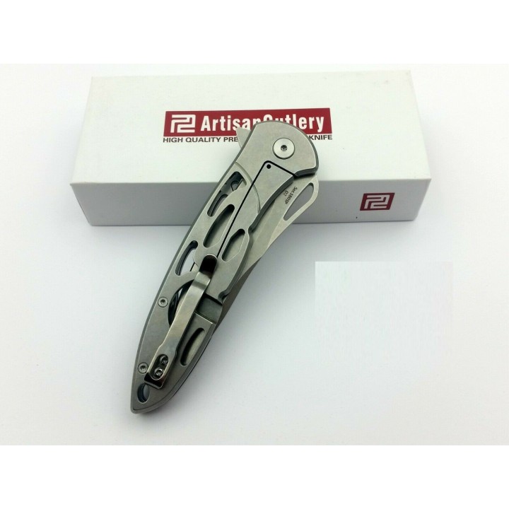 Couteau Artisan Cutlery Hoverwing Lame Acier D2 Manche Acier 3Cr13 Framelock Clip ATZ1801PSW - Livraison Gratuite