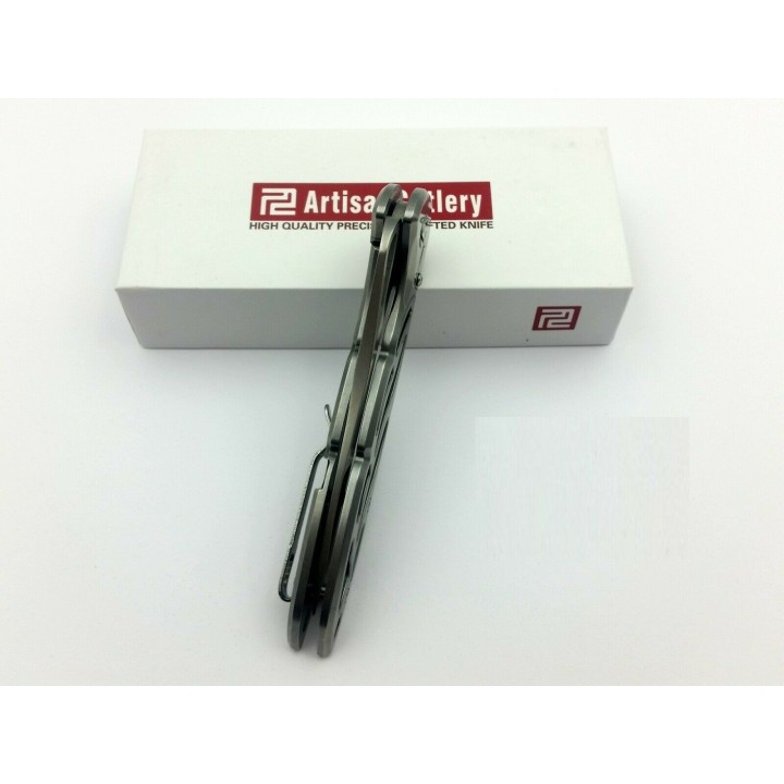 Couteau Artisan Cutlery Hoverwing Lame Acier D2 Manche Acier 3Cr13 Framelock Clip ATZ1801PSW - Livraison Gratuite