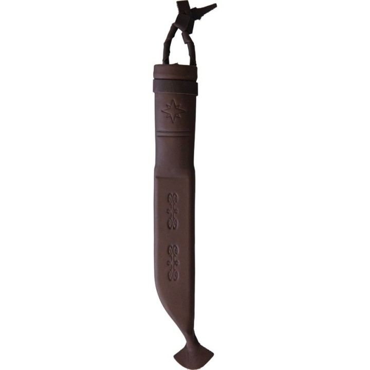 Couteau Kellam PoleStar Lame Acier Carbone Manche Bois de Renne Etui Cuir Finland KLAL125 - Livraison Gratuite