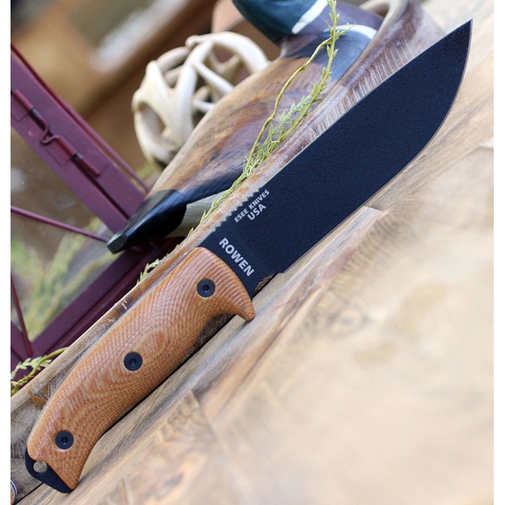 Couteau ESEE Esee-6 OD Black Manche Natural Micarta Acier Carbone 1095 Etui USA ES6PB011 - Livraison Gratuite