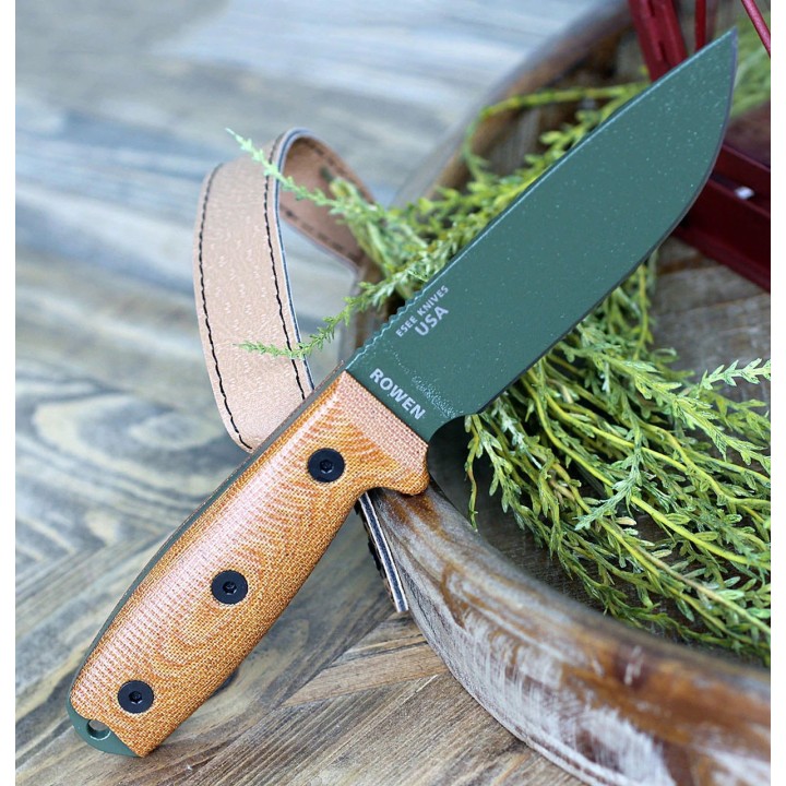Couteau ESEE Esee-4 OD Green Manche Natural Micarta Acier Carbone 1095 Etui Plastic USA ES4POD011 - Livraison Gratuite