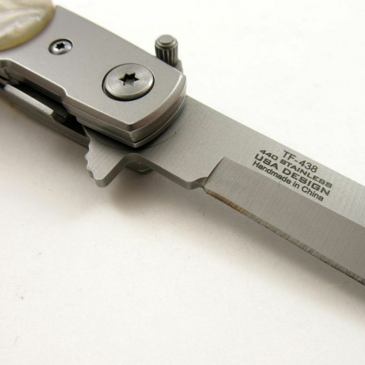 Stiletto Couteau Mafia Milano A/O Lame Acier 440 Manche Façon Perle Linerlock Clip TF438P - Livraison Gratuite