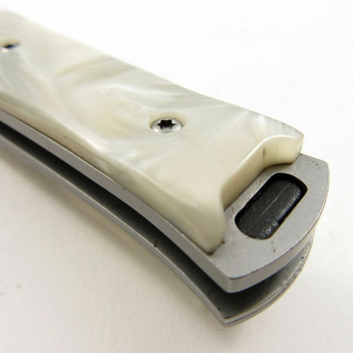 Stiletto Couteau Mafia Milano A/O Lame Acier 440 Manche Façon Perle Linerlock Clip TF438P - Livraison Gratuite