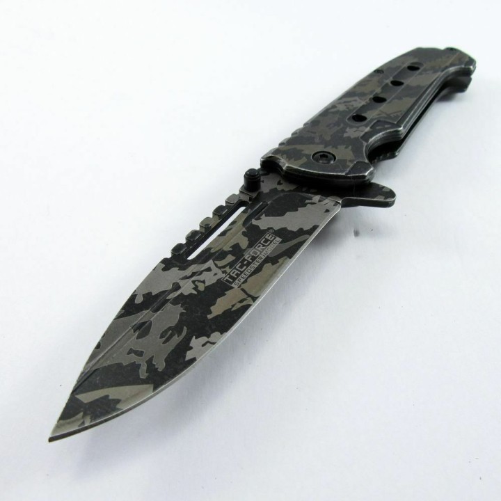 Couteau Tac Force Camo Predator A/O Lame Acier Inox Manche Acier Linerlock Clip TF921CD - Livraison Gratuite