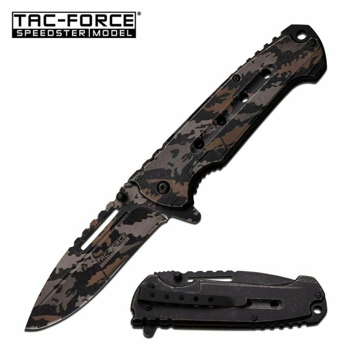 Couteau Tac Force Camo Predator A/O Lame Acier Inox Manche Acier Linerlock Clip TF921CD - Livraison Gratuite