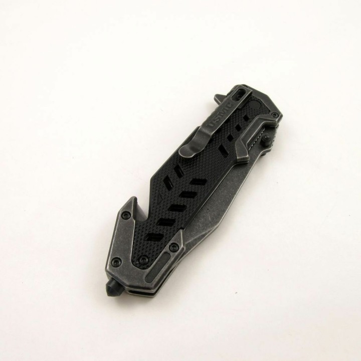 Couteau USMC Marines Rescue A/O Lame Tanto Acier Inox Manche Alum Linerlock Clip USMA1052SW - Livraison Gratuite