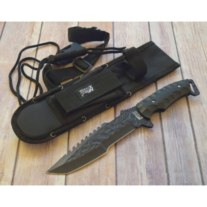Couteau de Survie Tactical Survival Bowie Lame Acier 440 Manche Fibre de Nylon MTX8062BK - Livraison Gratuite