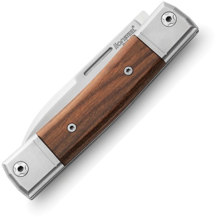 Couteau LionSteel BestMan BM2 Lame Acier M390 Manche Santos Wood/Titane Made Italy LSTBM2ST - Livraison Gratuite