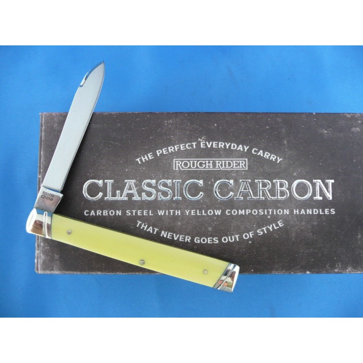 ﻿Couteau Rough Rider Classic Carbon Series Doctors Knife Lame Acier T10 Manche Yellow RR1732 - Livraison Gratuite