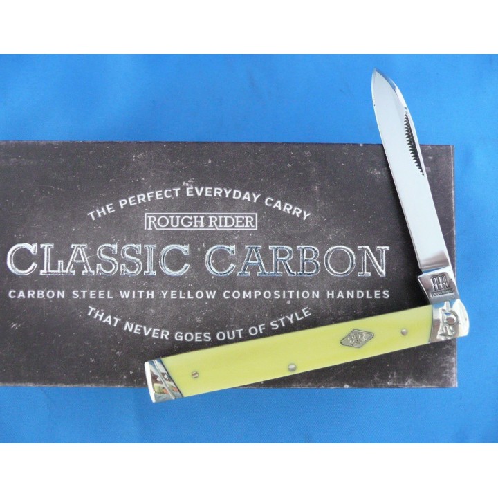 ﻿Couteau Rough Rider Classic Carbon Series Doctors Knife Lame Acier T10 Manche Yellow RR1732 - Livraison Gratuite