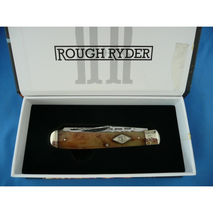 Couteau Canif Rough Rider Heavy Forge Trapper 2 Lames Acier Carbone Manche Os RR1976 - Livraison Gratuite