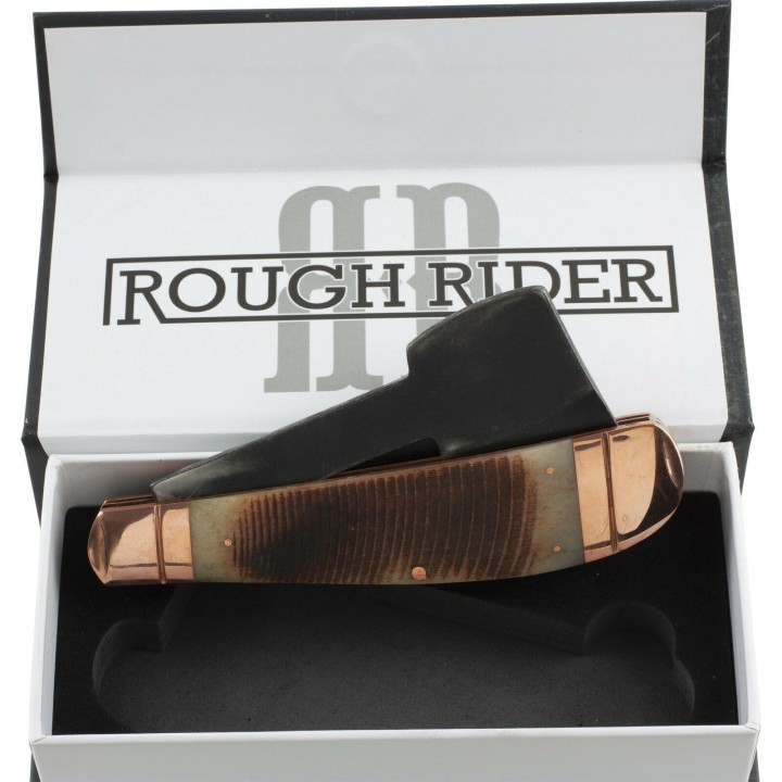 Couteau Rough Rider Backwoods Bushcrafter Folding Axe 2 Lames Acier 440 Manche Os RR1841 - Livraison Gratuite