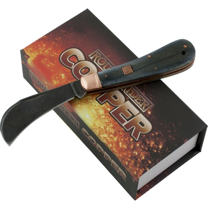 Couteau Serpette Rough Rider Copper Bolster Hawkbill Lame Acier 440 Manche Os RR1587 - Livraison Gratuite