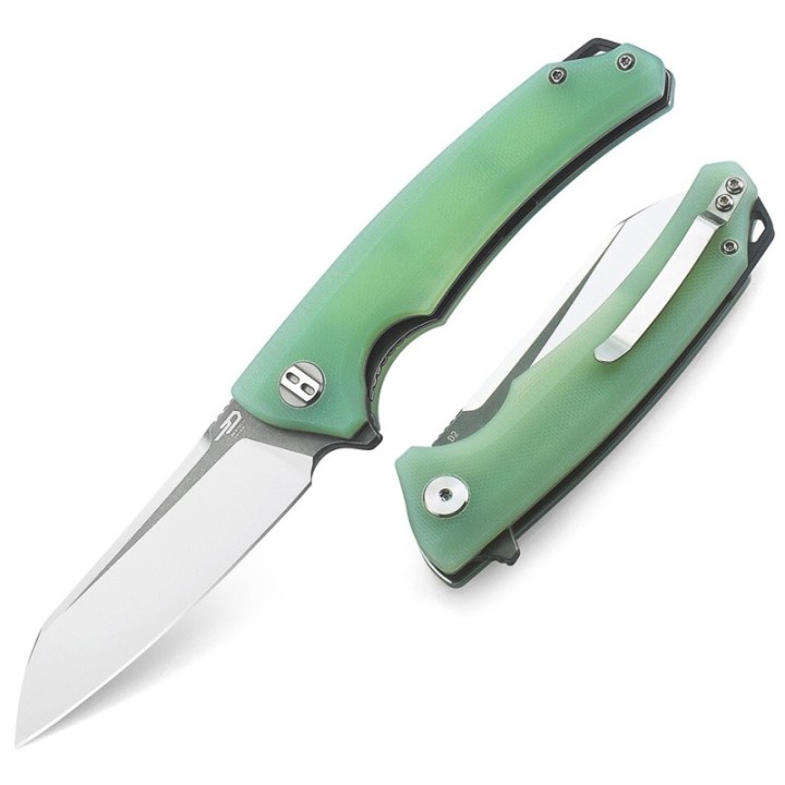Couteau Bestech Knives Texel Jade Lame Acier D2 Gray/Satin Manche G-10 Linerlock Clip BTKG21B2 - Livraison Gratuite