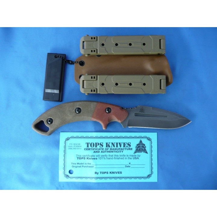 Couteau TOPS Viking Tactics Crusader Lame Acier Carbone 1095 Manche Micarta Etui Kydex Made In USA VTACK2C - Livraison Gratuite
