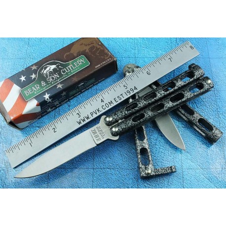 deuvuo Couteau papillon, 2 pièces Butterfly Knife100 % Acier Inoxydable,  Lame Non Tranchante Sans Danger Couteau Papillon Entrainement Balisong,  Schwarz Und Silber : : Sports et Loisirs