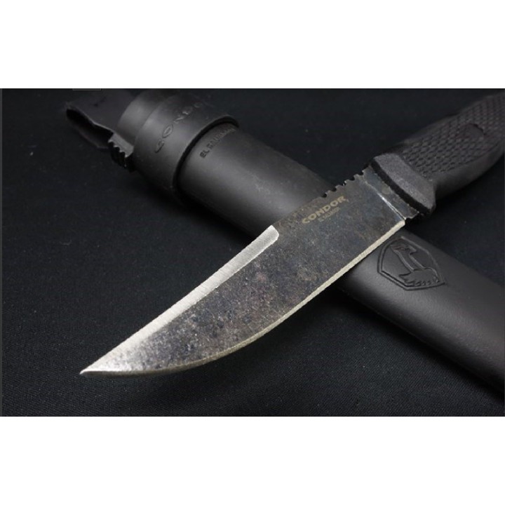 Couteau Condor Bushglider Knife Black Acier Carbone 1095 Manche & Etui Abs Made El Salvador CTK395042HC - Livraison Gratuite
