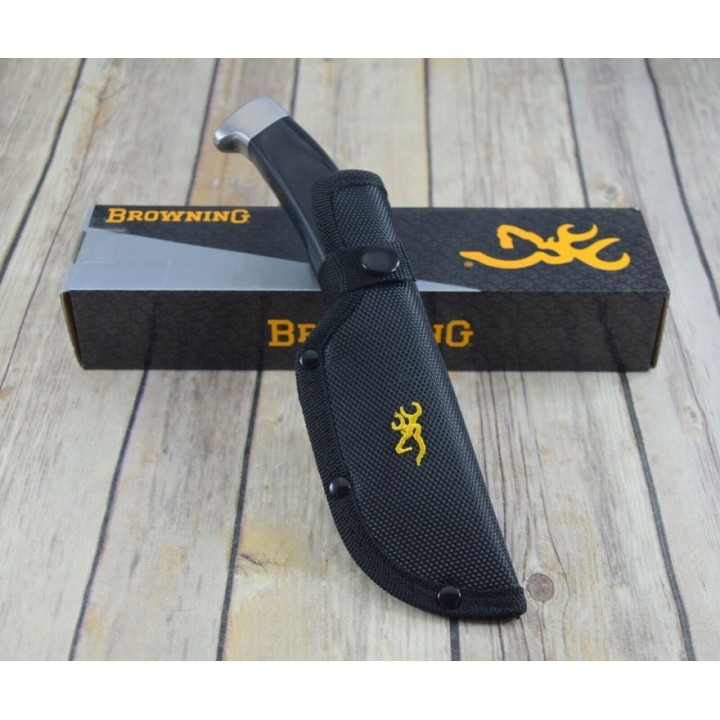 Couteau Browning Black Laminate Skinner Lame Acier Inox Manche Bois Etui Nylon BR0371 - Livraison Gratuite