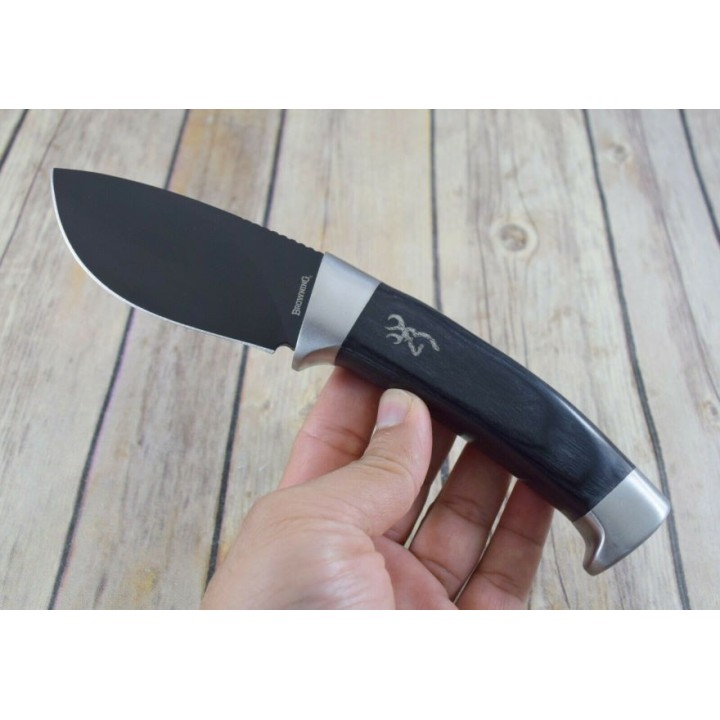 Couteau Browning Black Laminate Skinner Lame Acier Inox Manche Bois Etui Nylon BR0371 - Livraison Gratuite