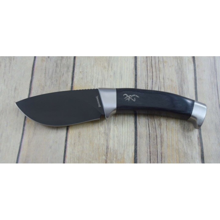 Couteau Browning Black Laminate Skinner Lame Acier Inox Manche Bois Etui Nylon BR0371 - Livraison Gratuite