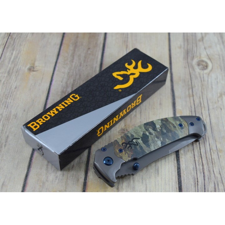 Couteau Browning Tactical TDX Camo Manche ABS Lame Acier Inox/Titane Linerlock Clip BR0374 - Livraison Gratuite