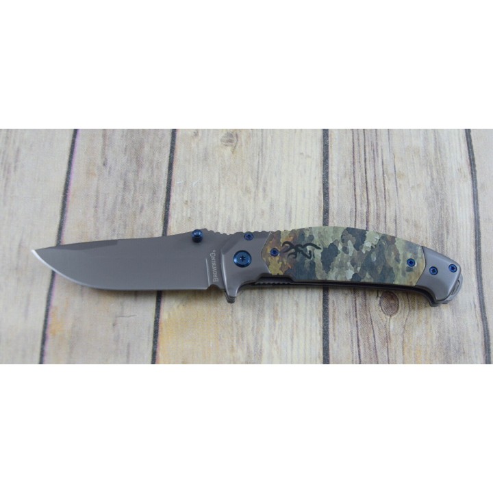 Couteau Browning Tactical TDX Camo Manche ABS Lame Acier Inox/Titane Linerlock Clip BR0374 - Livraison Gratuite