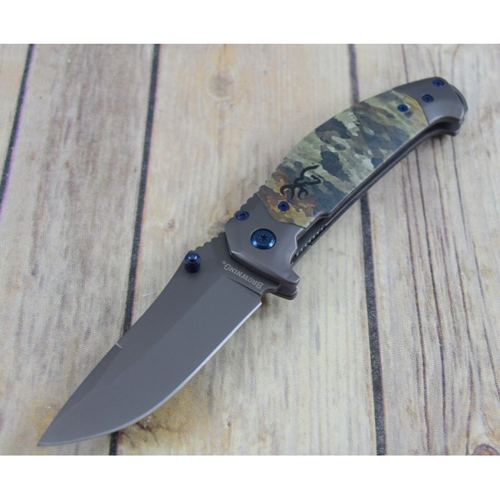 Couteau Browning Tactical TDX Camo Manche ABS Lame Acier Inox/Titane Linerlock Clip BR0374 - Livraison Gratuite