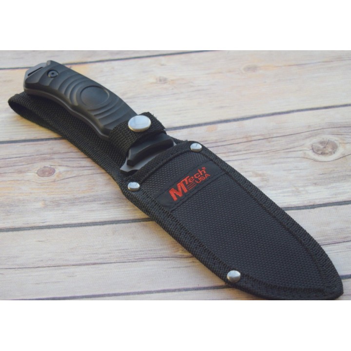 MT2070C Couteau De Survie Bushcraft Mtech Acier 440 Gray Manche FRN Etui Nylon - Livraison Gratuite