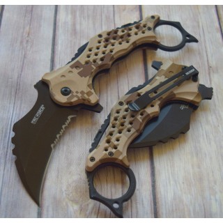 Lot de 2 Couteau Karambit A/O Lame Acier 3Cr13 Manche ABS Camo Linerlock Clip Tac-Force TF945DG - Livraison Gratuite