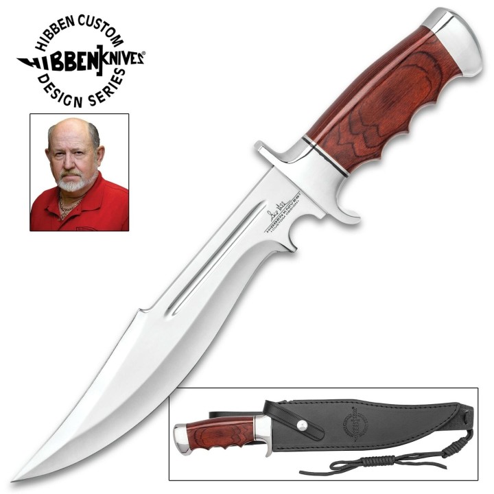 Couteau Gil Hibben Legionnaire Bowie II Manche Pakkawwod Lame Acier 7Cr17 Etui Cuir GH5068 - Livraison Gratuite