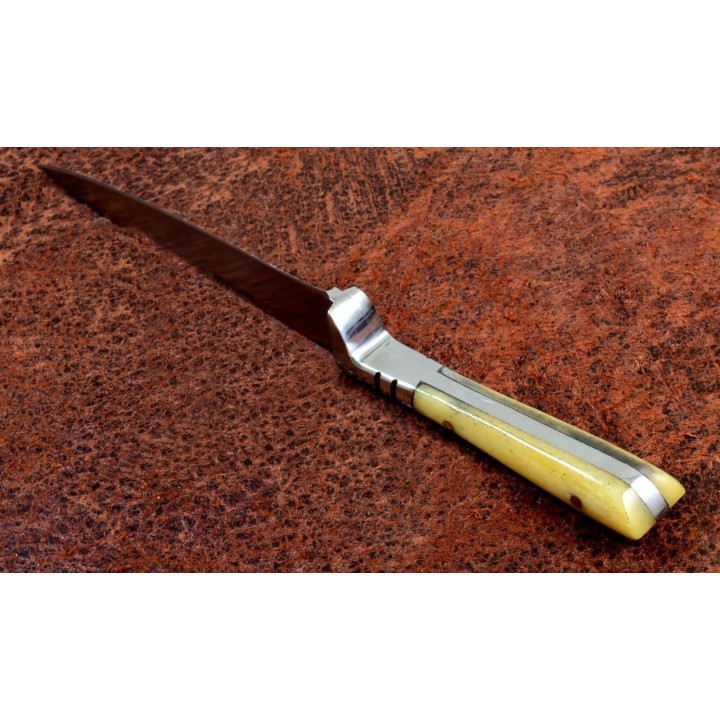 Lot de 3 Couteau Médiéval Lame Acier Inox Manche Os Etui Cuir PA3410BO - Livraison Gratuite