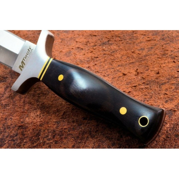 Couteau de Botte Dague MTech Boot Dagger Lame Acier 440 Manche Bois Etui Nylon MT2003 - Livraison Gratuite