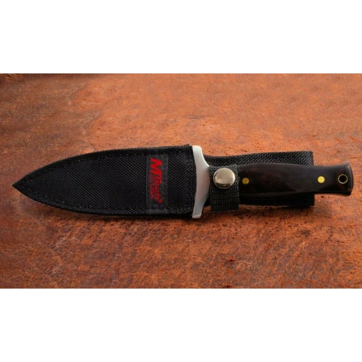Couteau de Botte Dague MTech Boot Dagger Lame Acier 440 Manche Bois Etui Nylon MT2003 - Livraison Gratuite