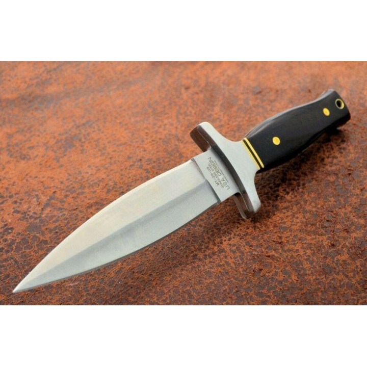 Couteau de Botte Dague MTech Boot Dagger Lame Acier 440 Manche Bois Etui Nylon MT2003 - Livraison Gratuite