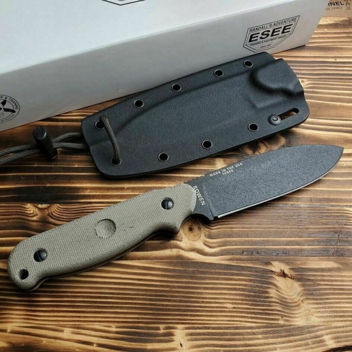 Couteau de Survie ESEE Laser Strike Acier 1095 Manche Green Micarta Etui Kydex USA ESLSP - Livraison Gratuite