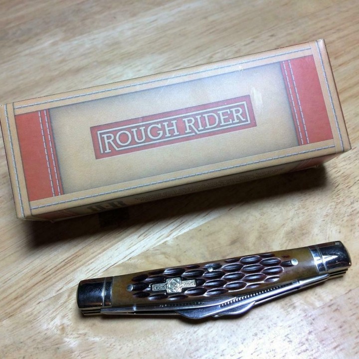 Couteau Rough Rider Congress Amber Bone Lames Acier 440 Manche Os RR053 - Livraison Gratuite