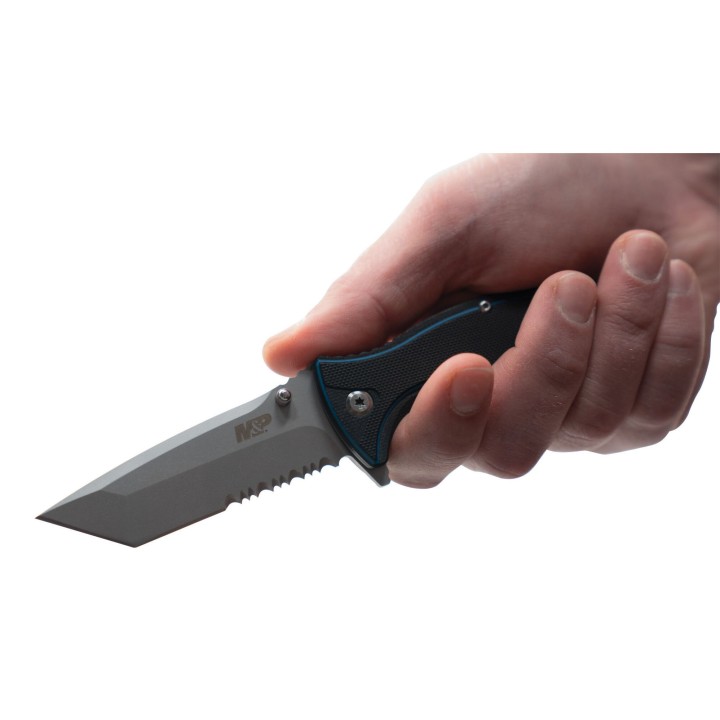 Couteau Smith&Wesson M&P Officer Lame Acier 8Cr13MoV Tanto Manche G10 Linerlock Clip SW1122581 - Livraison Gratuite