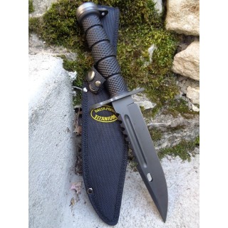 Couteau de Combat Delta Force Lame Traitée Titane Manche Abs Etui Nylon Frost Cutlery FHK1649 - Livraison Gratuite