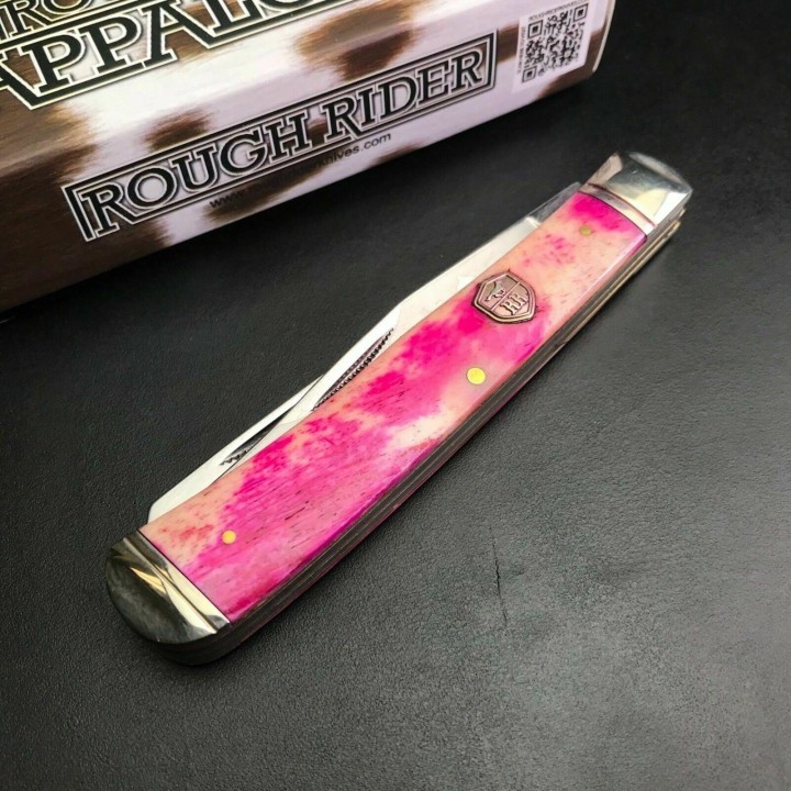 Couteau Rough Rider Red Appaloosa Bone Trapper 2 Lames Acier 440 Manche Os RR1405 - Livraison Gratuite